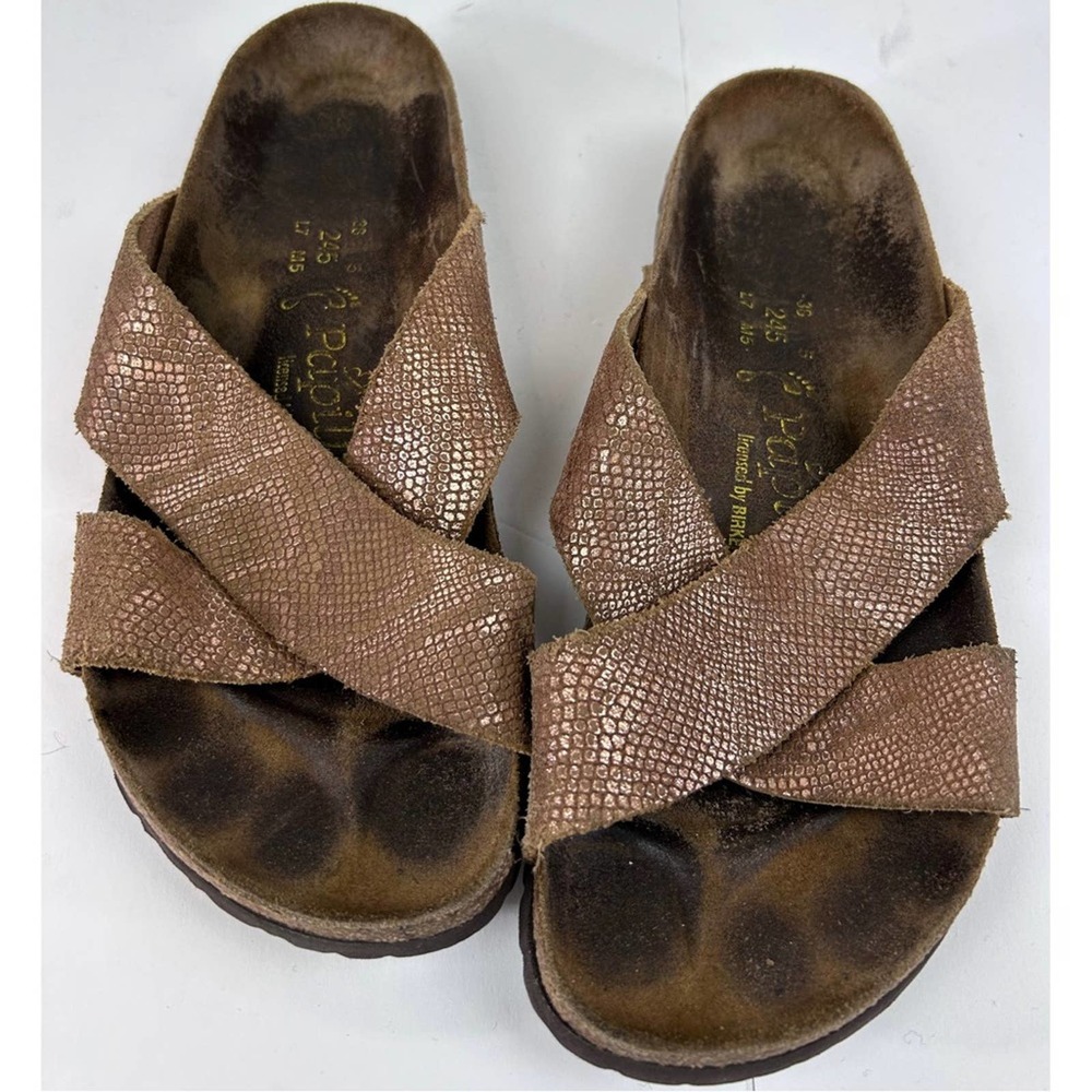 Birkenstock Brown ( Rosey Gold) Textured Sandals 38 Preowned Condition